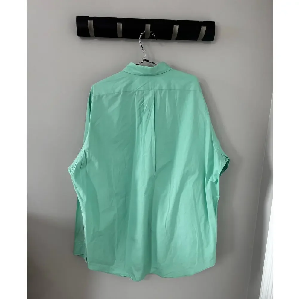 Ralph Lauren Polo men's 100 % cotton, mint green shirt, XL with pink pony